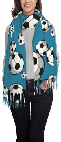 Poadnly Fußball, Großer weicher Kaschmir-Schal, Wickelschal, Fransenschal, leichte Stola, 197 x 72 cm