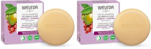WELEDA Shampooing Solide Volume & Brillance – Shampoing Cheveux Fins Sans Volume, Nettoyage Doux, Brillance Préservée, Sans Silicone, 100% Origine Naturelle, Vegan NATRUE, 50g (Lot de 2)