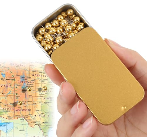 Golden Push pins for Home Office Bulletin Boards and corkboards (Golden)