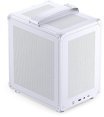 Jonsbo C6-ITX Case PC Mini-Tower Bianco – compatto, Mini-ITX, GPU fino a 255 mm, dissipatore CPU fino a 75 mm, fino a 3 ventole, USB-C I/O frontale