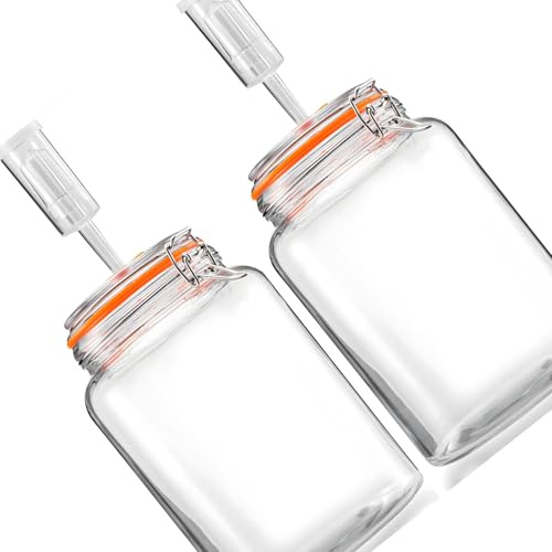 Itkcozcg Confezione da 2 grandi bottiglie di fermentazione in vetro da 2 litri con cancello Airlock per salse fatte in casa, sottaceti di crauti, kombucha e fermentazione alimenti fermentati in vetro