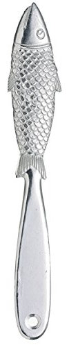 KitchenCraft Fischentschupper, Fischschuppen Entferner Messer, Fischschuppenschaber aus Edelstahl, Schuppenschaber Küchenhelfer, Aluminium, Silber, ‎2 x 7 x 25,8 cm