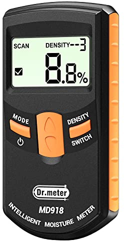 Dr.meter Pinless Wood Moisture Meter, Non-Destructive Moisture Detector for Wood Firewood, 4%-80% Measuring Range Digital Sensor Scanner (MD918)