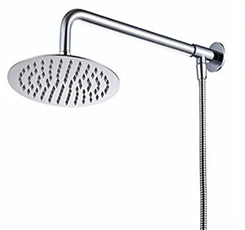 Hiendure® 25cm Montaje en pared Lluvia Redondo Alcachofa de la ducha Con brazo de ducha manguera de la ducha Acero inoxidable acabado cromo