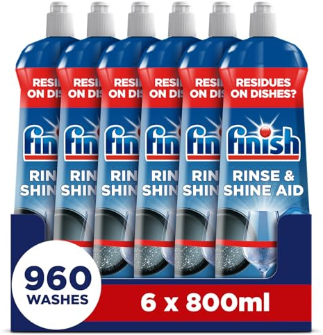Finish Dishwasher Rinse & Shine Aid, Fresh, 4.2L (800ml x 6 pck), Ultimate Clean & Diamond Shine, Glass Protection, Spot Prevention, Better Drying vs Our Best Finish Detergent Alone