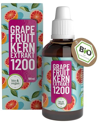 Bio Grapefruitkernextrakt Tropfen - Hochdosiert, 1200mg Bioflavonoide auf 100ml - Vegan, 100% Natürlich - Produziert & Laborgeprüft in Deutschland - 1845 Grapefruit Bittertropfen (41 Tage)