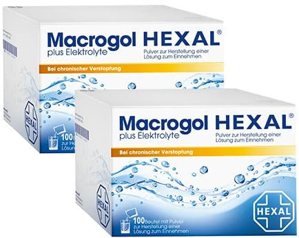 Macrogol HEXAL® plus Elektrolyte | 2x100 St | Wirksame Hilfe bei chronischer Verstopfung | Wirkt sanft | Orangen-Zitronen-Limetten-Aroma