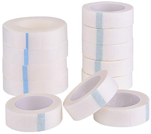 FEPITO 8 Rollen Wimpernband und 4 Rollen Mikroporenband Weißes Wimpernklebeband für die Wimpernverlängerung