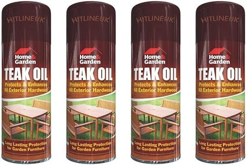 4 x 400ML Teak Oil Spray CAN Garden Furniture Hardwood HLU