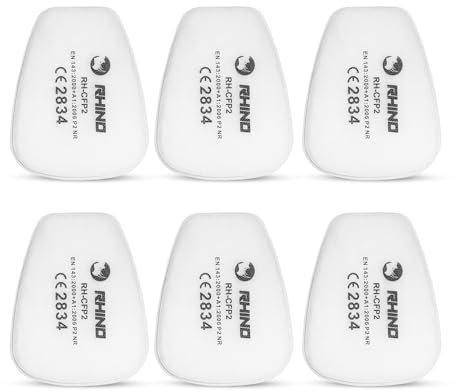 RHINO x6 Filters for Anti-Dust Protector Cotton Filter for Paint Protection, Anti-Dust Semi-Masks and Compatible with Other Brands