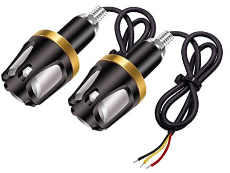YnGia Lenker-Blinker, Motorrad, LED-Lenkerlicht, bernsteinfarbene und weiße Seitenmarkierungsleuchte, Universal-Lenkergriff-End-Indikator für ATV, Elektromobil, Scooter, 2 Stück