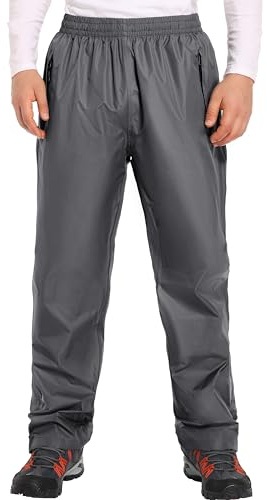 JAEZZIY Men's Rain Pants Waterproof Rain Over Pants Windproof Lightweight Hiking Pants for Outdoor Work, Golf, Fishing, Hiking (Grey, XL)