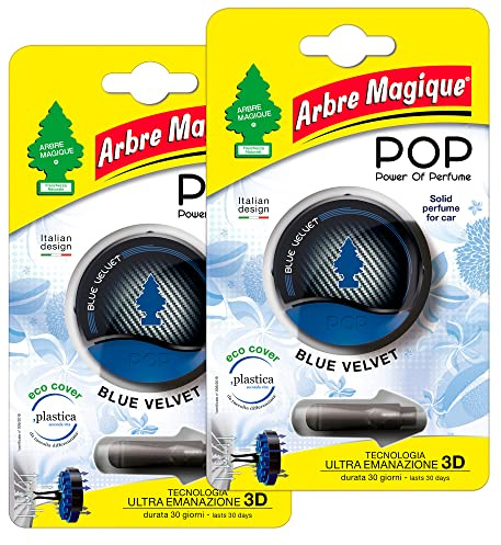 Arbre Magique POP, Profumatore Auto Solido, Fragranza Blue Velvet, Profumazione Calda e Rilassante, Durata Fino a 30 Giorni, Design Italiano, Formato Bipack