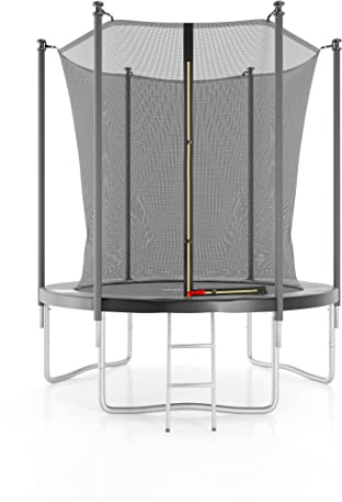 Trampoline de Jardin ø 185cm - 6FT - Filet intérieur, Matelas de Protection et Echelle - Noir