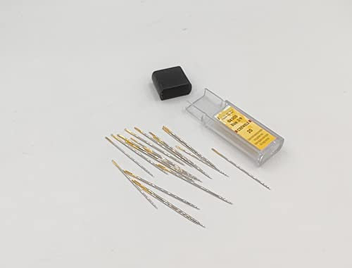 20 agujas de coser a mano de acero inoxidable con ojo dorado, surtido con los tamaños más utilizados por costureras y sastres, con tubo para guardar las agujas.
