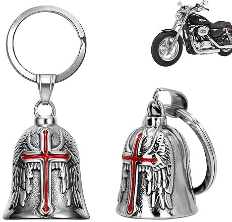 XNZMYN 2 PCS Portachiavi Guardian Bell, Campanella Moto Nero Oleoso, Campanello da Motociclista, Protezione Gremlin, Accessorio per Moto, Biciclette, Auto Elettriche (Rosso)