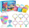 Badebomben für Kinder mit Überraschung im Inneren,6 PCS Bio-Badebomben für Mädchen & Kleinkinder im Alter von 3-12,Geburtstag-Badebomben-Geschenk-Set mit Meerjungfrau Armbänder Haarclip Schmuck Tasche