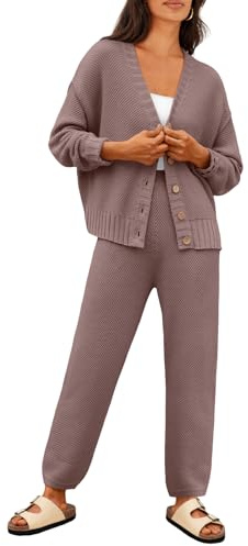 LILLUSORY Womens 2 Two Piece Lounge Sets Sweater Matching Loungewear 2026 Fall Winter Fashion Airport Outfits Travel Clothes Trendy Cozy Comfy Cardigan Pant Sweat Suit Clothing Sweatsuit