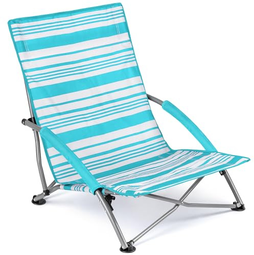 Trail Sdraietta da Spiaggia Bassa Pieghevole, Sedia a Sdraio da Spiaggia Leggera e Portatile, Sedia da Campeggio, Picnic, Giardino, con Piedini Anti Affondamento, con Custodia