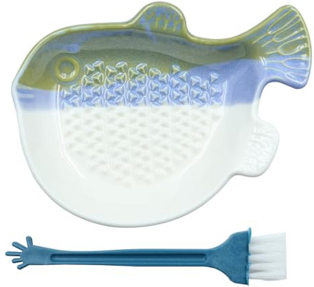 Sarini Râpe à ail en céramique pour Petits Poissons, pour ail, Gingembre, Curcuma, Passe au Lave-Vaisselle