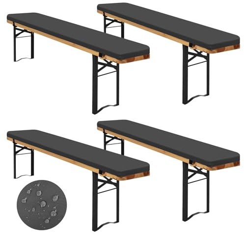 4er-Pack bierzeltgarnitur auflage, Bierbankauflage gepolstert für Bierzeltgarnitur 220x25x2cm bierbank auflagen, XL Waschbare auflagen bierzeltgarnitur für Partyzeltgarnitur(Grau, wasserdicht)