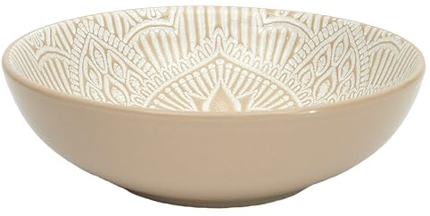 HOME DECO FACTORY, KA0456, Piatto Fondo Elegante in Ceramica Beige, Design Raffinato, Ideale per Zuppe e Pasta, Facile Manutenzione, Resistente, 185 cm, Beige