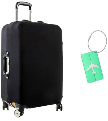 Anseom Resväska skydd, elastiskt resebagage skydd bagageskydd för 45 – 76 cm resväska skyddande fodral svart bagageskydd för resor med bagagelapp