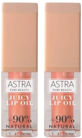 Astra Pure Beauty Juice Lip Oil Gloss Lippen (01 Peach, 2 Einheiten)