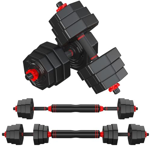 DICAO Weights Dumbbells Set 20kg with Connecting Rod, Free Weights Dumbells Set For Men & Wowen, Strength Training & Ffitness Equipment For Home Gym (20KG Dumbbell)