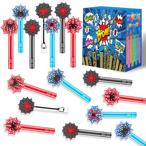 24Pcs Bubble Wands for Spider Party Favors