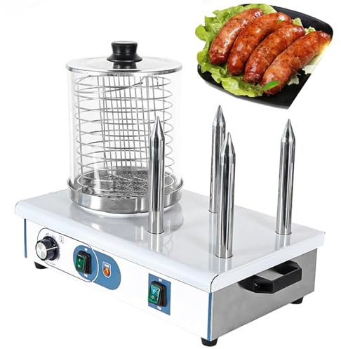 Macchina Per Grigliare Salsicce Per Hot Dog Commerciale, Macchina Per Riscaldare Panini Per Hot Dog In Acciaio Inossidabile, Scalda Hot Dog A Vapore Con Barra Riscaldante E 4 Bastoncini, Controllo De