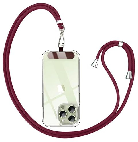 Anfire Collana universale per tutti gli smartphone, cinturino per cellulare da appendere con pad, cordino per cellulare, catena per esterni, viaggi, supporto per cellulare, regolabile e rimovibile