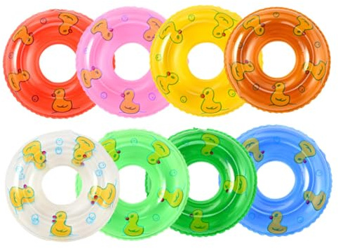 WEKAMOS Mini Salvagenti Gonfiabili per Piscina e Vasca da Bagno Set da 8 Pezzi Decorazioni Galleggianti in Miniatura Giocattoli da Bagno per Dettagli Realistici e Superficie Liscia
