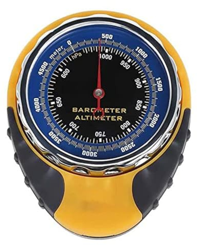 Lawnoval Altimètre extérieur 4 en 1 avec baromètre, thermomètre et boussole pour randonnée et alpinisme Jaune