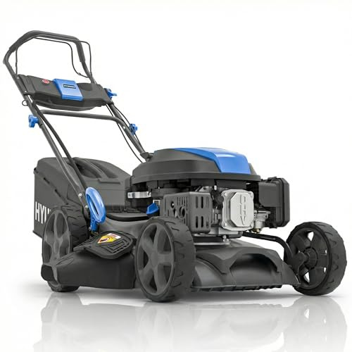 Hyundai Tondeuse à Gazon Thermique Autotractée Noire 43 cm, Démarrage Électrique, Moteur 139 cm3 3,7 CV, Coupe 4-en-1 Mulching, Garantie 3 Ans - HYM17150SPEX-EU