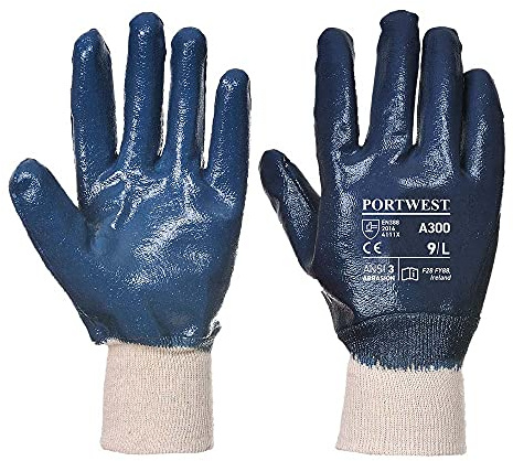 Portwest Nitrile Knitwrist, Size: L, Colour: Navy, A300NARL