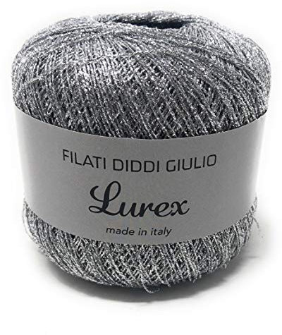 Chicca Borse Gomitolo Lurex spiralato lamè FDG Alta qualità Made in Italy Vari Colori per Uncinetto, Pietre Cristalli (Argento)