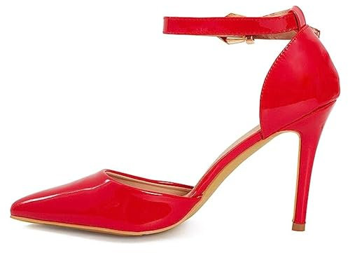 Gizelle Damen Ankle Strap Shoes Pumps, rotes Leder, 42 EU