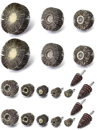 QWORK® 20 Stück Fächerschleifer Set, Lamellenschleifer, 10 Verschiedene Größen,Schleiffächer Körnung 80, für Entrosten, Polieren
