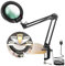 Veemagni 10X Magnifying Glass with Light, 5 Color Modes Stepless Dimmable, Adjustable Swing Arm LED Lighted Desk Lamp with Clamp, Hands Free Magnifier with Light and Stand for Craft Hobby Close Works