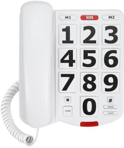 Large Button Phones for Seniors, Land Line Phones for Elderly - Big Button Home Telephone for the Visually Impaired, 110dB+ Amplified Ringer & 80dB+ Handset Volume for the Hearing Impaired House Phone
