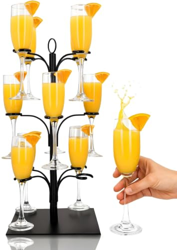 Ksestor Drink Stand - Holds 12 Glasses – Cocktail Tree Stand Tower- Mimosa Bar Display for Parties - Wine Glass Holder- 1 Set