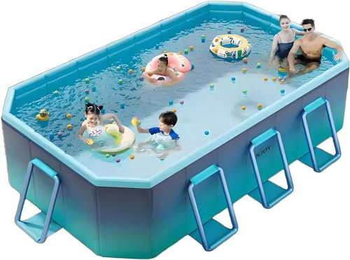 Foldable Pool, 118″ Large Kiddie Pool, Non-Inflatable Kids' and Adults' Outdoor Swimming Pool, Hard Plastic Shell Portable Pool, Kid Pool for Backyard (118 x 65 x 21)