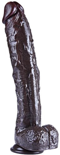 32 cm riesiger realistischer Dildo, XXXL weicher dicker Analdildo, extra großer Silikon-Saugnapfdildo, freihändiger langer Analdildo, Eierdildo, breiter Penis, Sexspielzeug für Erwachsene (schwarz)