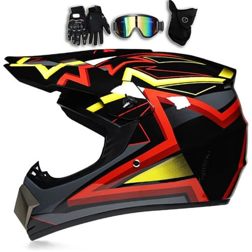 ARMAAN Motocross-Integralhelme MTB Mountain Electric Dirt Bike Crash Helm Erwachsener Jugendlicher Downhill-Mountainbike-Helm für Backflip MTB Touring Racing, DOT-geprüft,Color A-S(52~53cm)