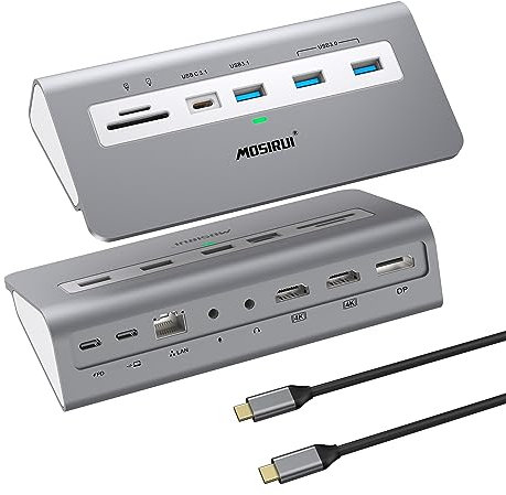 Docking Station USB C Dual Monitor,USB C Hub,14 in 1 Triple Display Laptop USB C Dock with USB C 3.1(10 Gbps)4K HDMI/Displayport,USB 3.0,PD 100 W,Audio,SD/TF for Windows,MacBook