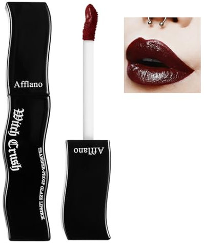 DE'LANCI Goth Lip Gloss–Nicht Klebrig,Langanhaltend,Hochpigmentierter Gloss Mit Glänzendem Finish|Feuchtigkeitsspendender,Verschmutzungsfester Lippen Gloss für Halloween,Cosplay & Gothic-Make-up#03