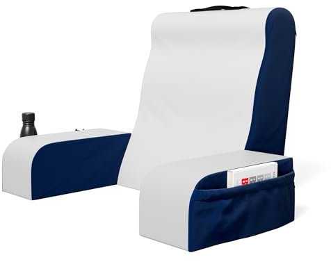 Kolbs Wedge Reading Pillow for Bed, Cushion with Arms for TV, Books, Nursing, Back - Bed Pillow for Sitting Up in Comfort, Plush Backrest. Bed Chair, Sit Up in Comfort (19 Blue)