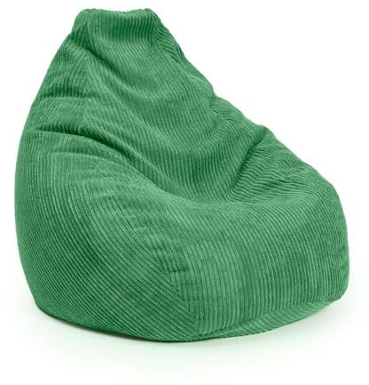 Lumaland Pouf de gaming XXL en corduroy | Fauteuil de gaming pour adultes et adolescents | Confortable Bean Bag 135 x 100 cm [Vert foncé]