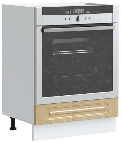 WIFESE Herdumbauschrank Küchenunterschrank Küche Organizer Geräumiger Küchenschrank Herdschrank Küchenmöbel Aufbewahrungsschrank Sonoma-Eiche 60x46x81,5 cm Holzwerkstoff